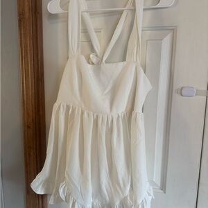 Entro Elegant White Textured Dress